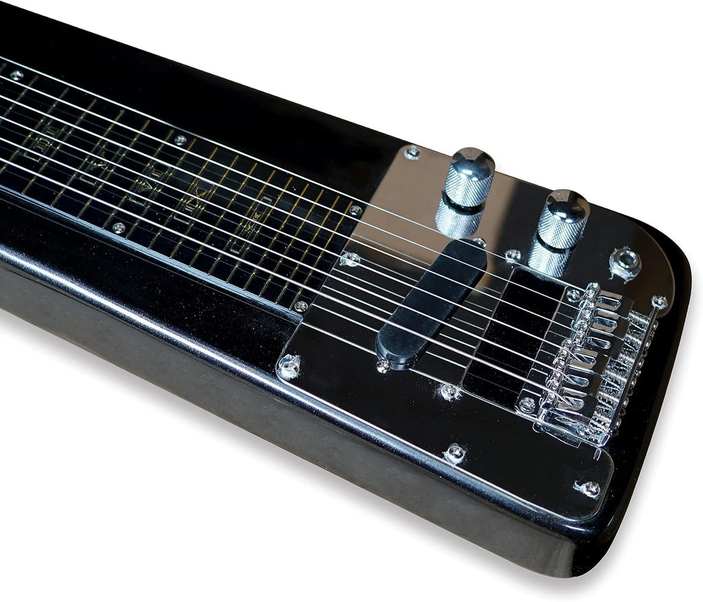 TARIO Lap Steel Guitar 6 String Slotted Head Stock Electric Slide Guitars With Gig bag (Black)