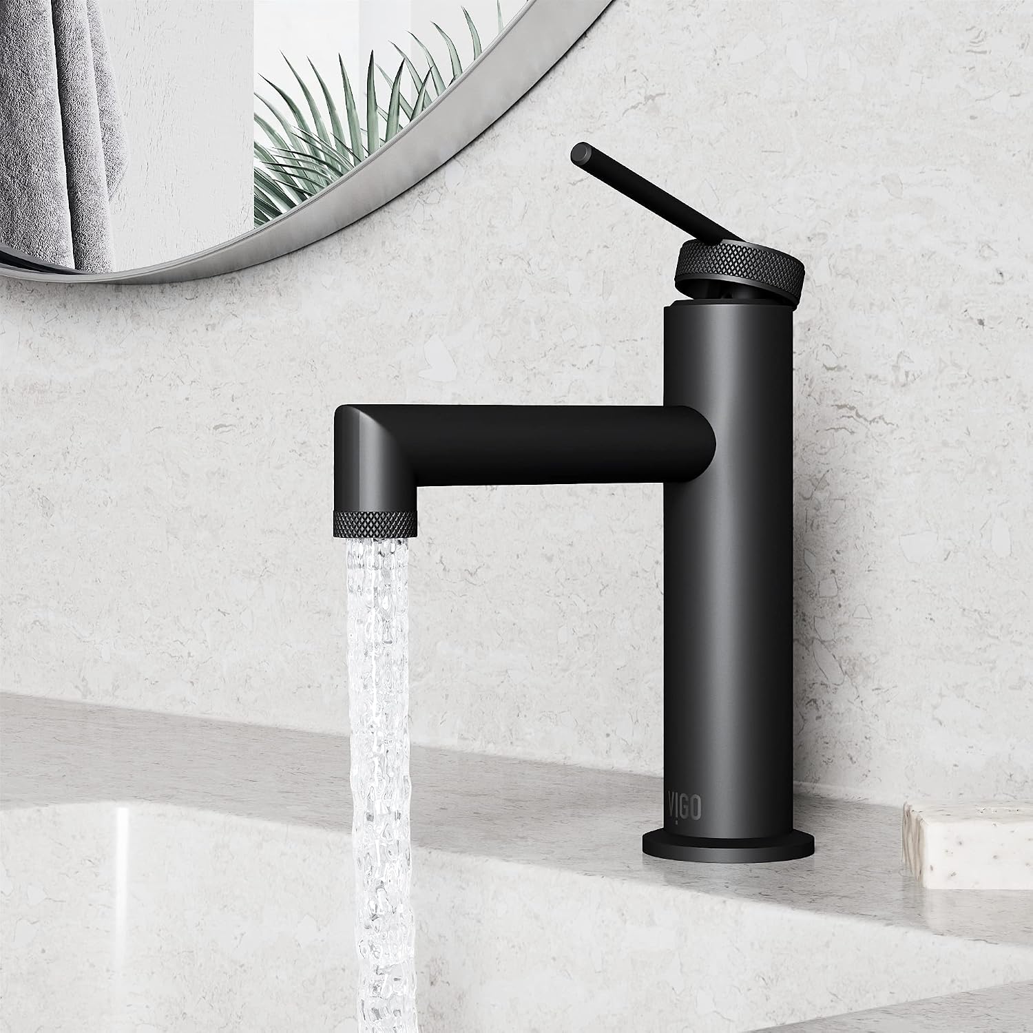 VIGO Sterling Single-Handle Single-Hole Mount Bathroom Sink Faucet, 7-Inch, Matte Black, Modern Design, Solid Brass, 1.2 GPM WaterSense & Ceramic Disc Valve, Corrosion-Resistant