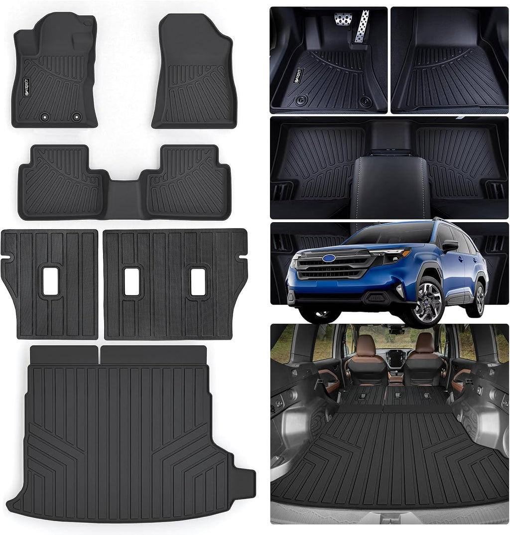 Floor Mats for 2025 2026 Subaru Forester (Only Fit Hybrid Version) with Cargo Liners & Backrest Mat,TPE All Weather Protection 1st & 2nd Row Floor Liners with Full Set Car Mats Accessories