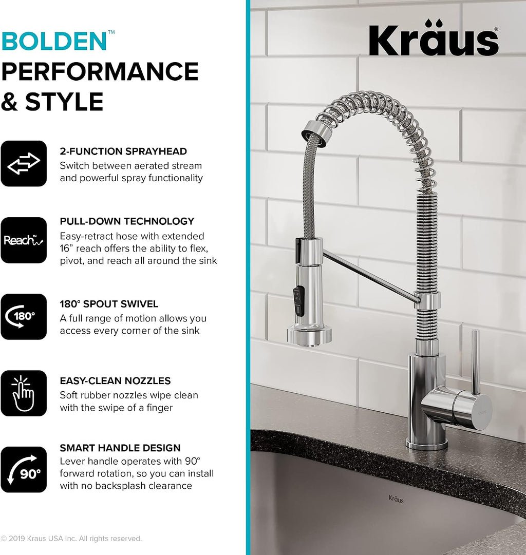 KRAUS Bolden™ Single Handle 18-Inch Commercial Kitchen Faucet with Air Gap in Chrome Finish