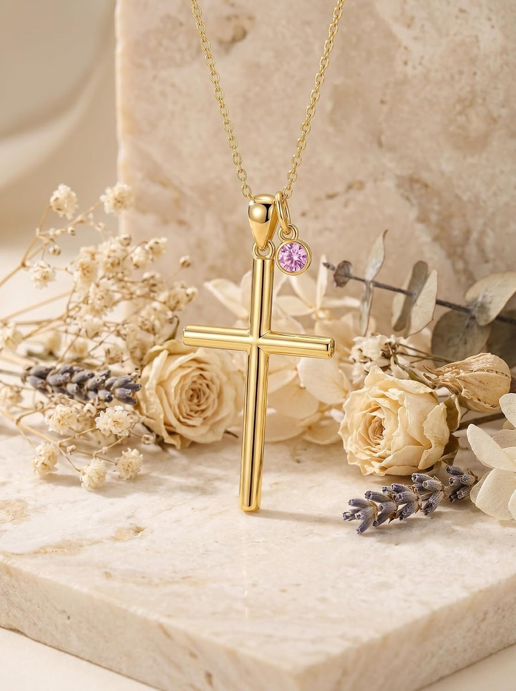 18K Gold Cross Pendant for Women Gold Cross Necklace 18K Gold Jewelry Religious Gift