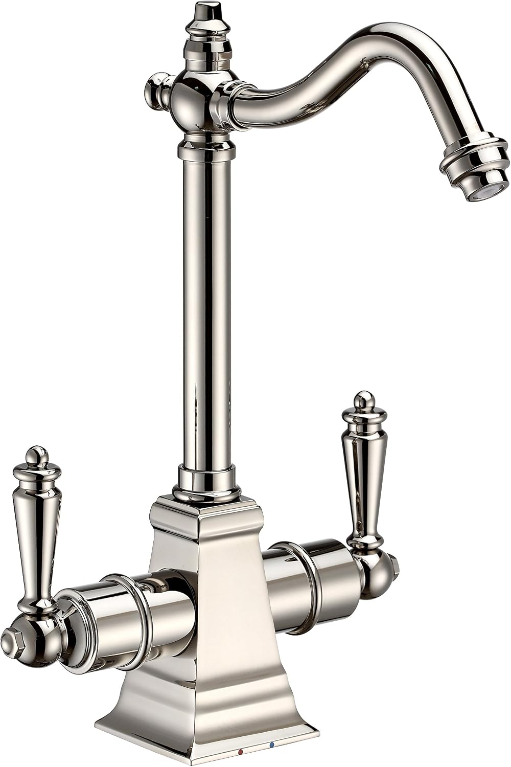 Whitehaus Collection WHFH-HC2011-PN Forever Point of Use Instant Cold Faucet with Traditional Spout and Self Closing Hot Water Handle, Polished Nickel