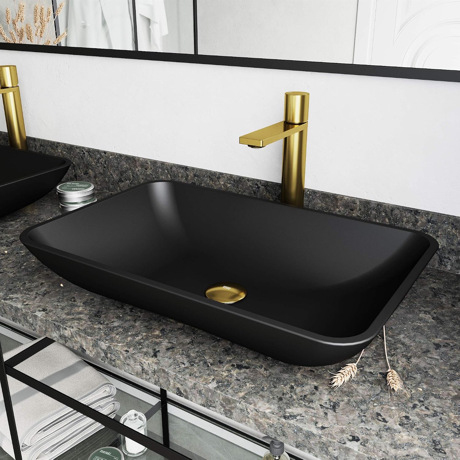 VIGO Gotham Single-Handle Single-Hole Mount Vessel Bathroom Sink Faucet, 12-Inch, Matte Brushed Gold, Modern Design, Solid Brass, 1.2 GPM WaterSense & Ceramic Disc Valve, Corrosion-Resistant