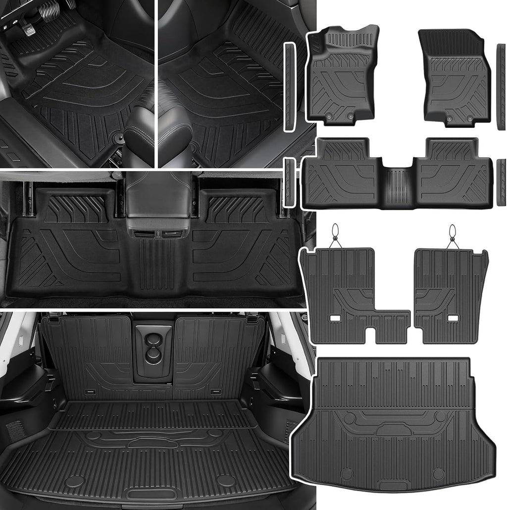 Floor Mats Set for Nissan Rogue 2014-2020 (Not for Sport/Select/Hybrid/7-Seat), All Weather TPE Backrest Mat Trunk Mat Cargo Liner Door Sill Guards Accessories(for Nissan Rogue | 2014-2020)