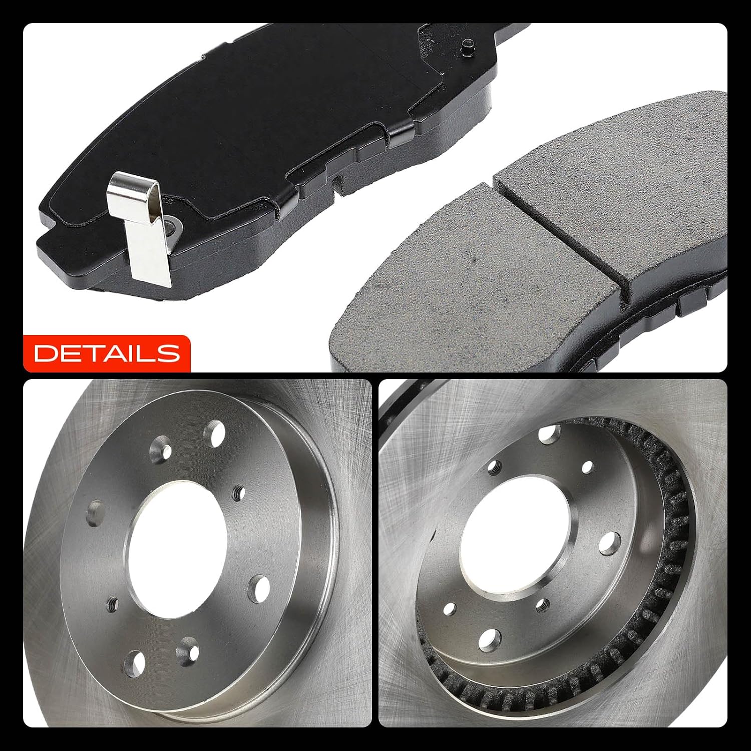 A-Premium 10.24 inch (260mm) Front Vented Disc Brake Rotors + Ceramic Pads Kit Compatible with Honda Models - Accord 1998 1999 2000 2001 2002, L4 2.3L, Sedan, 6-PC Set