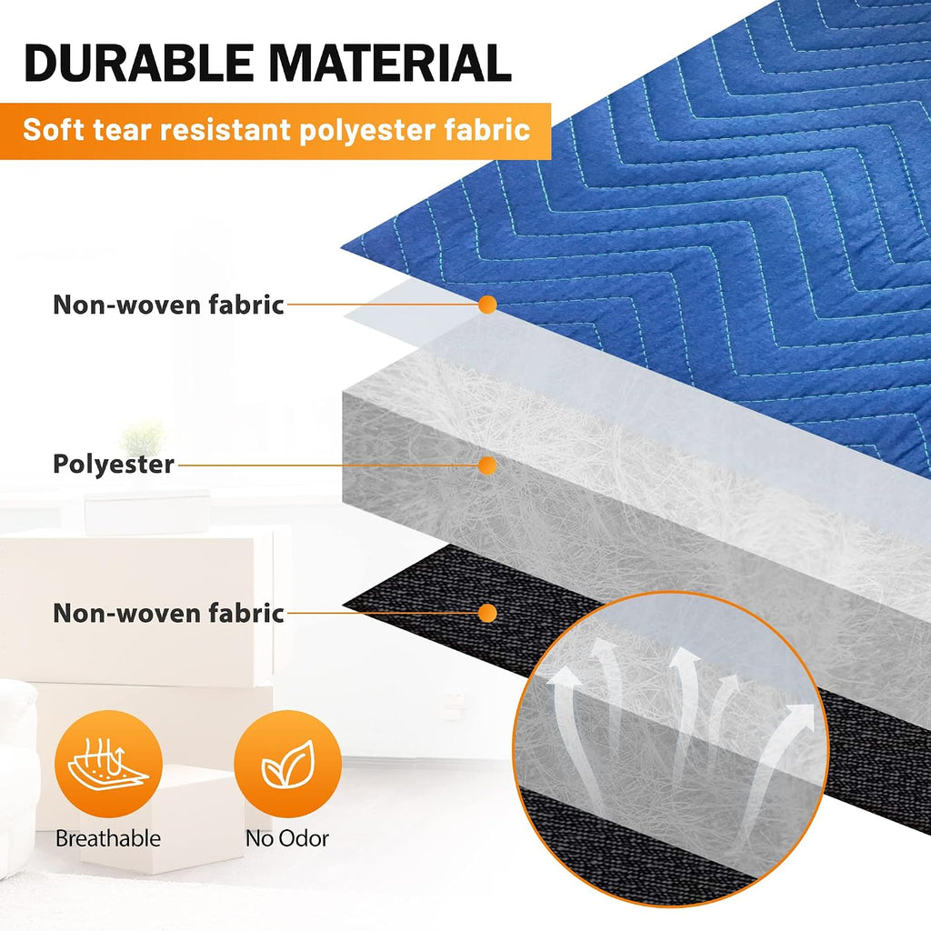 12 Moving Packing Blankets 80 x 72 Inches (35 lb/dz) Heavy Duty Moving Pads for Protecting Furniture Professional Quilted Shipping Furniture Pads (Blue 24PCS)