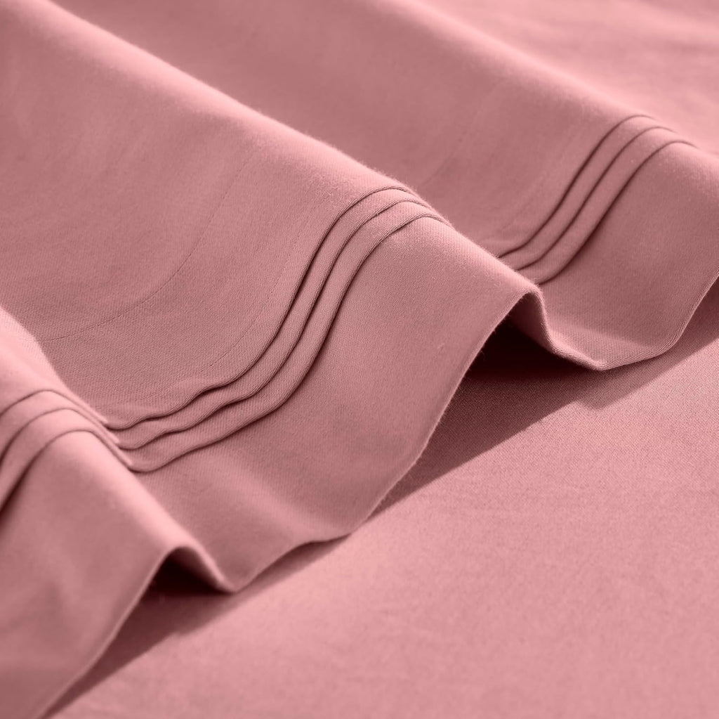 Superior Egyptian Cotton 4 Piece Sheet Set, 650 Thread Count, Eco-Friendly, Sustainable Sheets, Ultra-Soft Basics, Solid, Deep Pocket Fitted Sheet, Flat Sheet, Pillowcases, California King, Blush