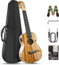 Caramel 6 String CB103G 30 Inch High Gloss Zebra Wood Acoustic & Electric Ukulele Guitalele with Truss Rod with Padded Gig Bag, Strap