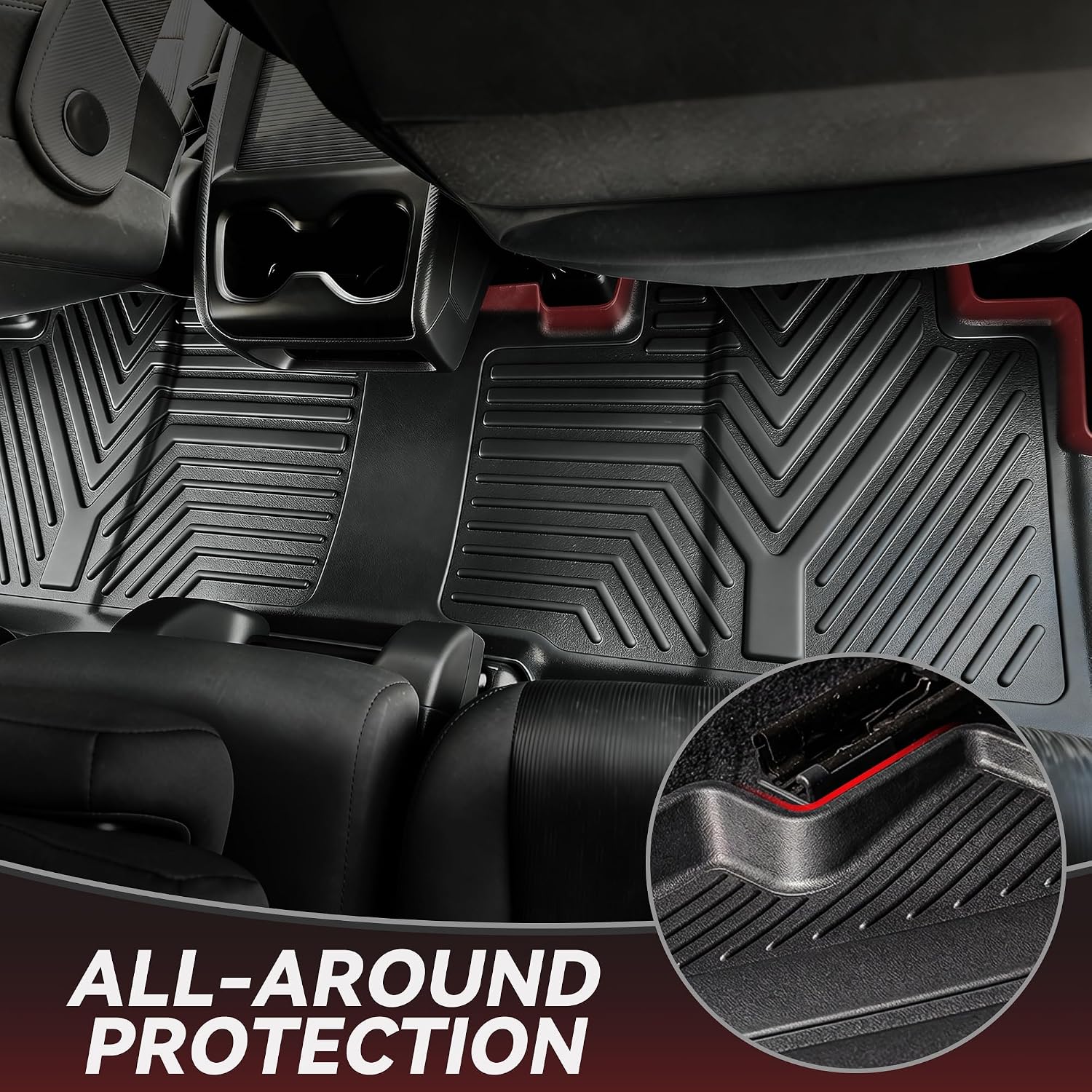 YITAMOTOR Floor Mats Compatible with 2014-2018 Chevy Silverado Double Cab 1500 / GMC Sierra 1500 Double Cab, 2015-2019 2500 HD/3500 HD, Custom Fit All Weather Floor Liners Accessories , 1st & 2nd Row