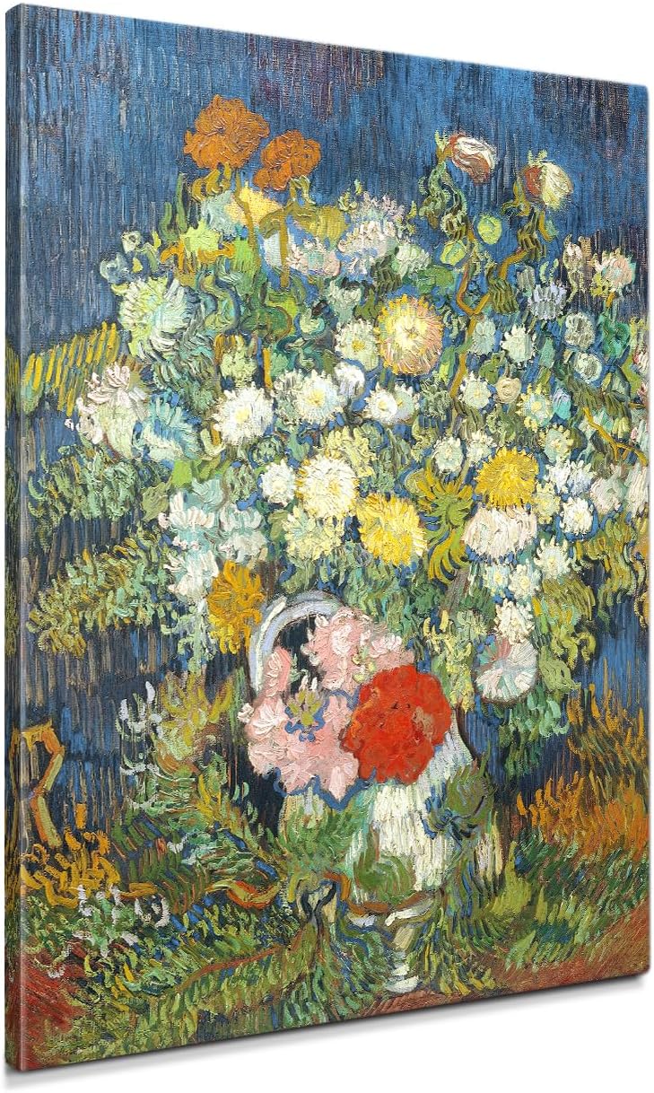 IPIC - Vincent Van Gogh Vase with Chrysanthemums and Other Flowers Giclee Canvas Print, Floral Still Life Wall Art, 1.5' Gallery Wrapped Large Canvas for Living Room Decor, Made in USA