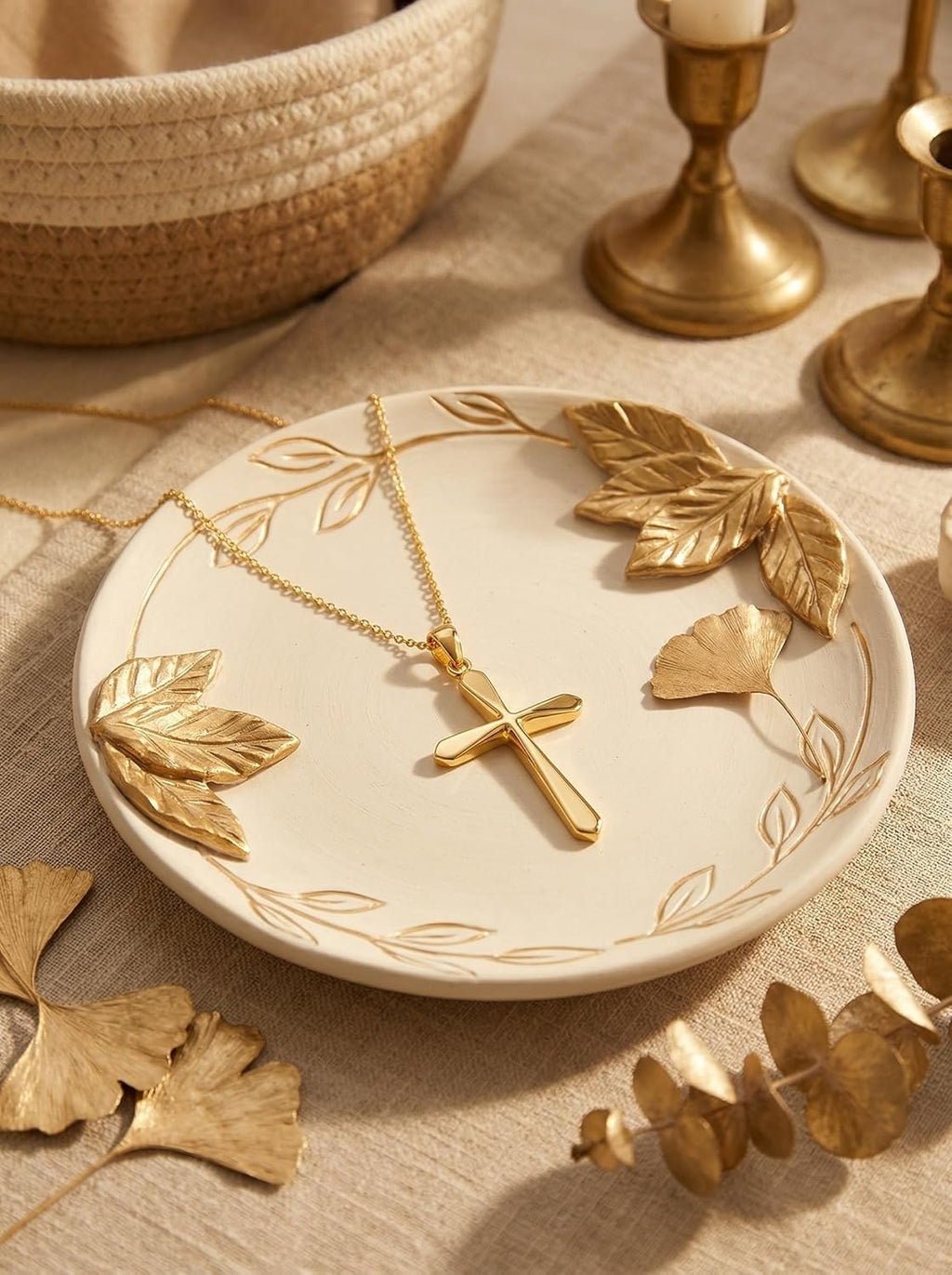 18K Gold Cross Pendant for Women Gold Cross Necklace 18K Gold Jewelry Religious Gift