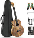 Caramel CB207 Acacia Baritone Acoustic Electric Ukulele with Truss Rod with Additional Strings, Padded Gig Bag, Strap and EQ cable