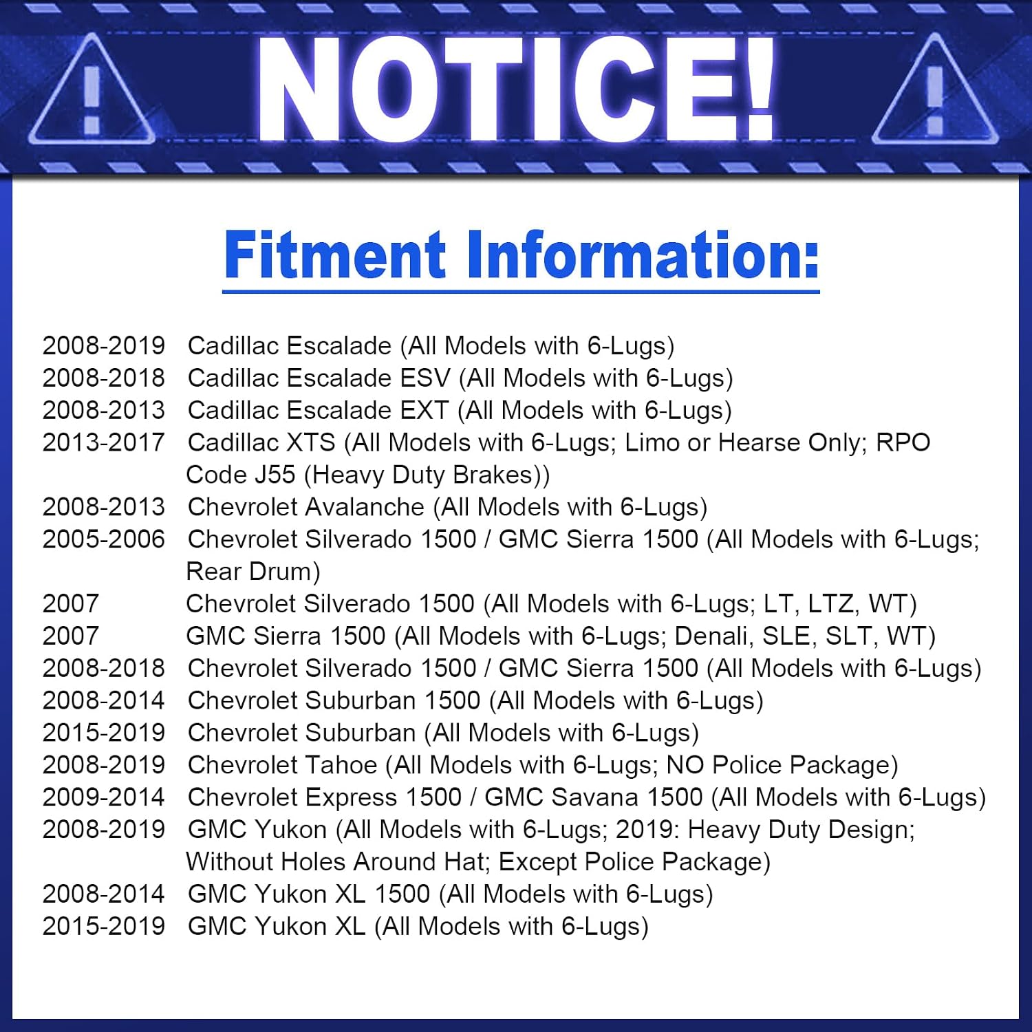 Front Brake Rotors and Pads Kit Compatible with 2005-2018 Chevy Silverado 1500, 2008-2020 Chevy Tahoe, 2015-2019 Chevy Suburban, GMC Yukon XL, 2005-2018 GMC Sierra 1500, 2008-2020 GMC Yukon