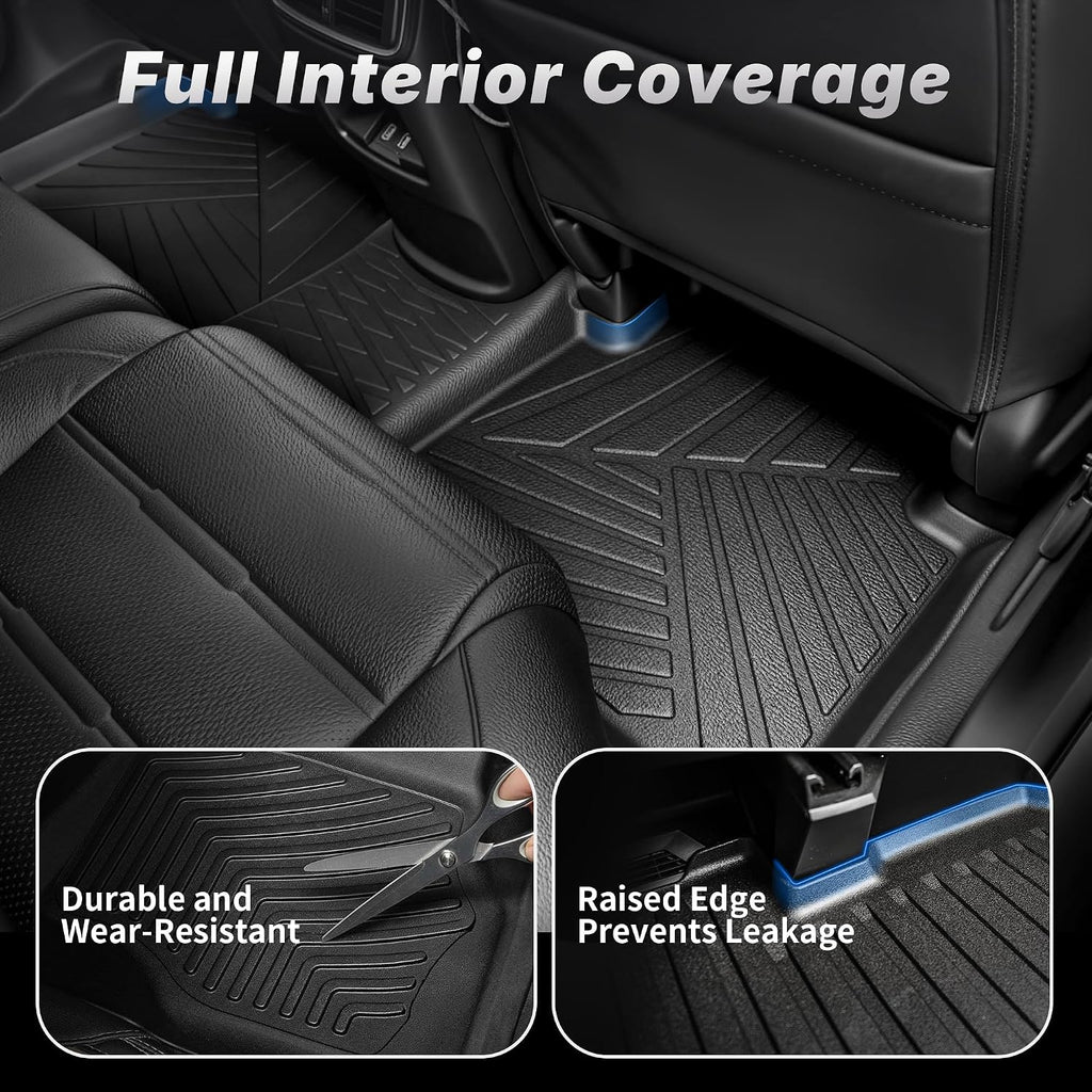 OEDRO Floor Mats Set Fit for 2017-2022 Honda CR-V (NOT for Hybrid), TPE All-Weather Custom Fit for Front, Rear & Cargo Mat in Upper(Highest) Position, Honda CRV Mats Accessories, Black