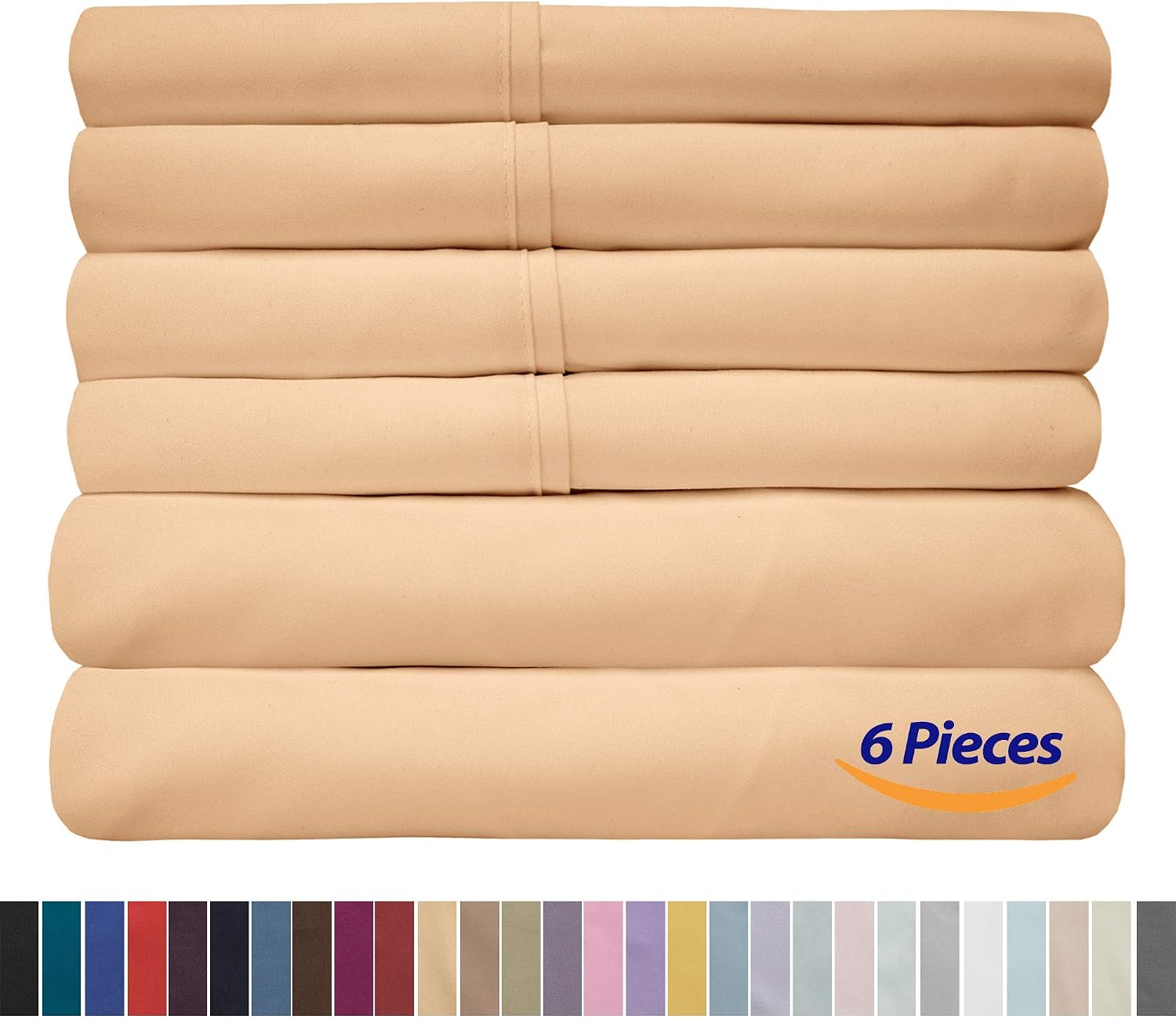Sweet Home Collection Twin Size Bed Sheets - 4 Piece 1500 Thread Count Fine Brushed Microfiber Deep Pocket Set - 1 Extra Pillow CASE, Great Value, Camel, Twin (Pack of 12)
