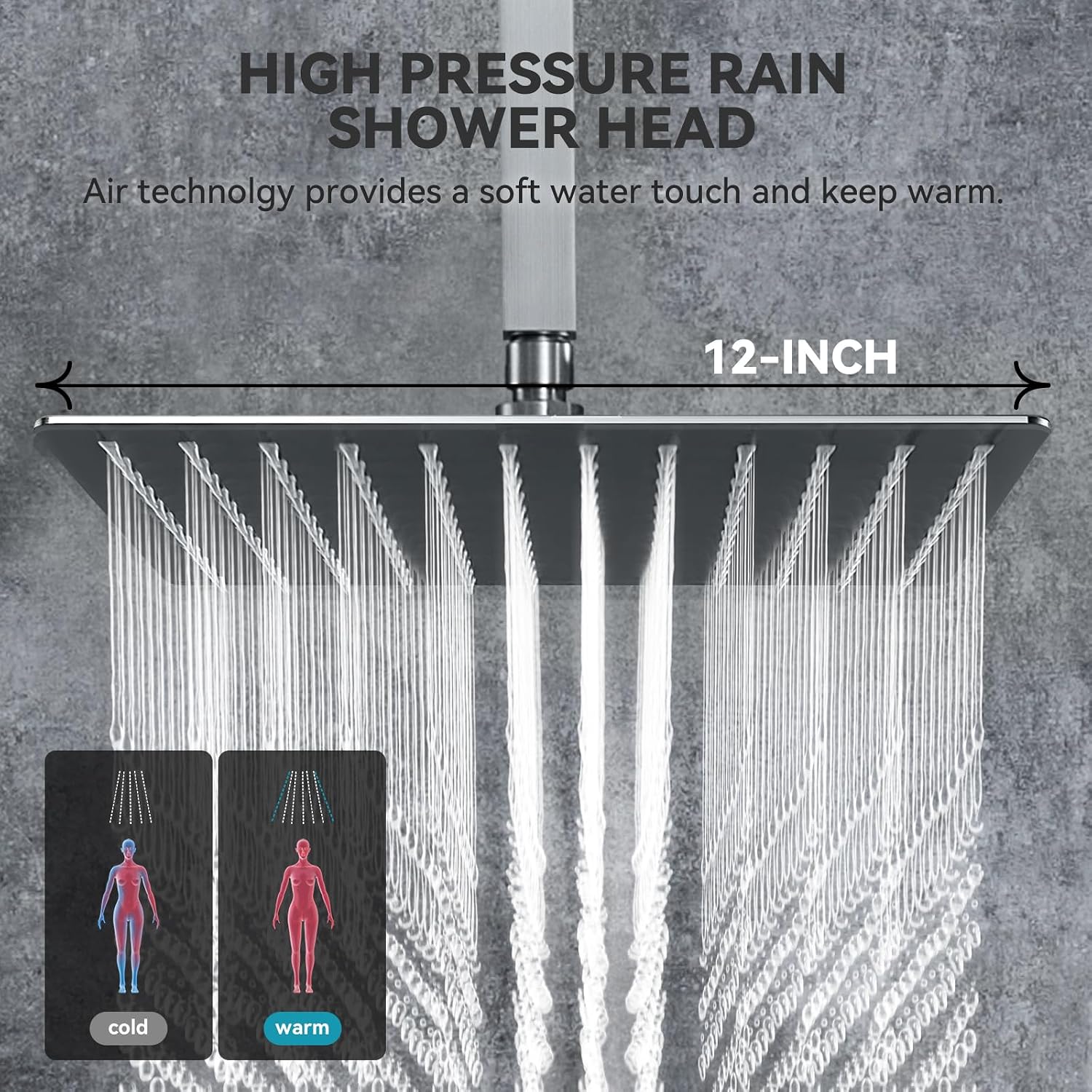Rain Shower System With Complete 6 Pcs Body Sprays Jets And Pressured Balance Rough-in Valve,12Inch Rainfall Shower Head And Handheld, Modern Brushed Nickel Ceiling Mount Shower Faucet Sets