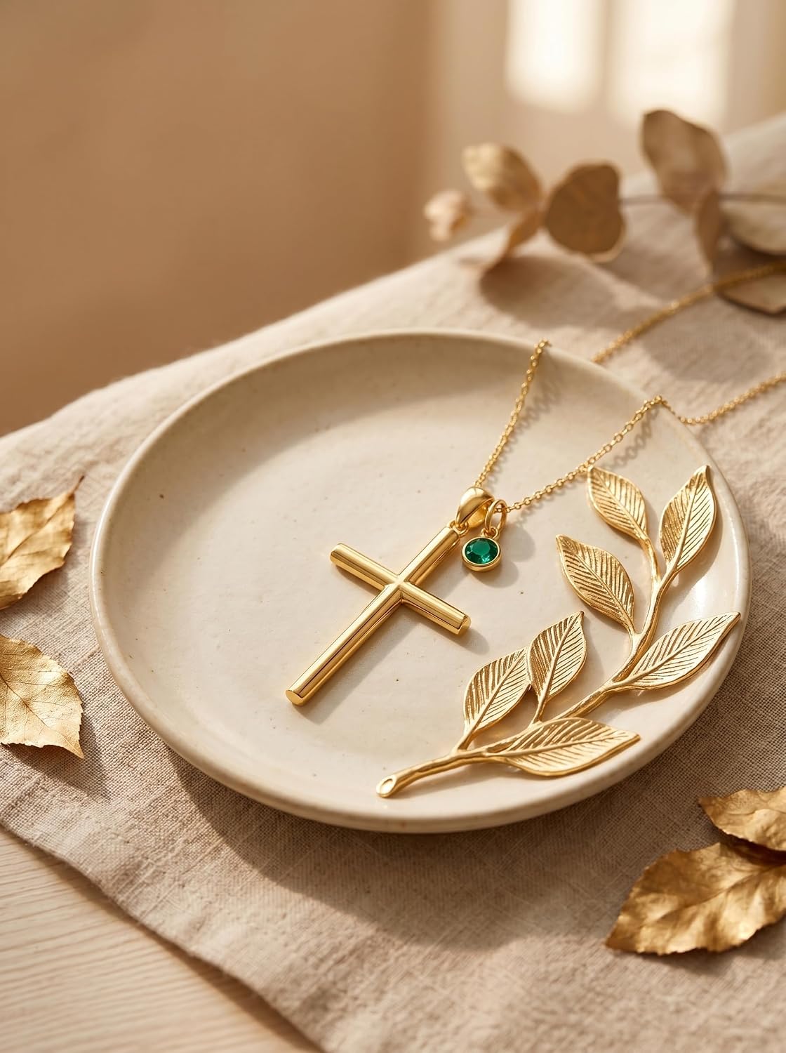 18K Gold Cross Pendant for Women Gold Cross Necklace 18K Gold Jewelry Religious Gift