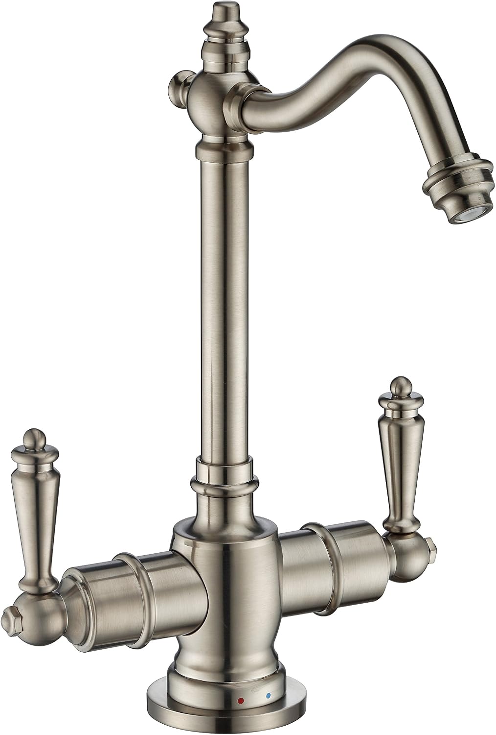 Whitehaus Collection WHFH-HC1006-BN Forever Point of Use Instant Cold Faucet with Traditional Spout and Self Closing Hot Water Handle, Brushed Nickel