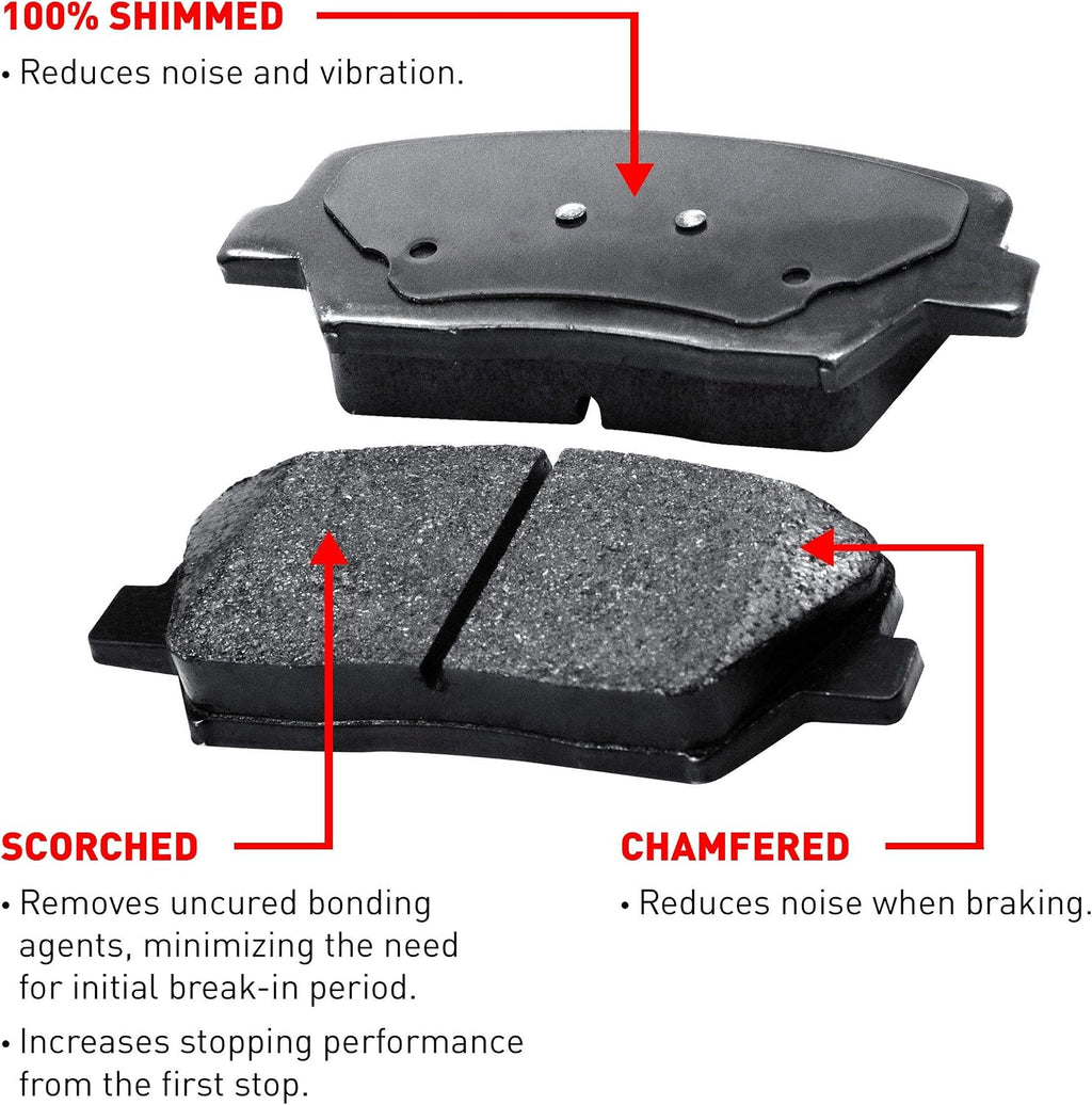 R1 Concepts Front and Rear Brake Kit Fits 2009-2010 Pontiac Vibe; 2009-2011 Toyota Corolla; 2014-2019 Toyota Corolla| Ceramic Brake Pads and Drilled Slotted Brake Rotors| 10.8' Front & 10.2' Rear