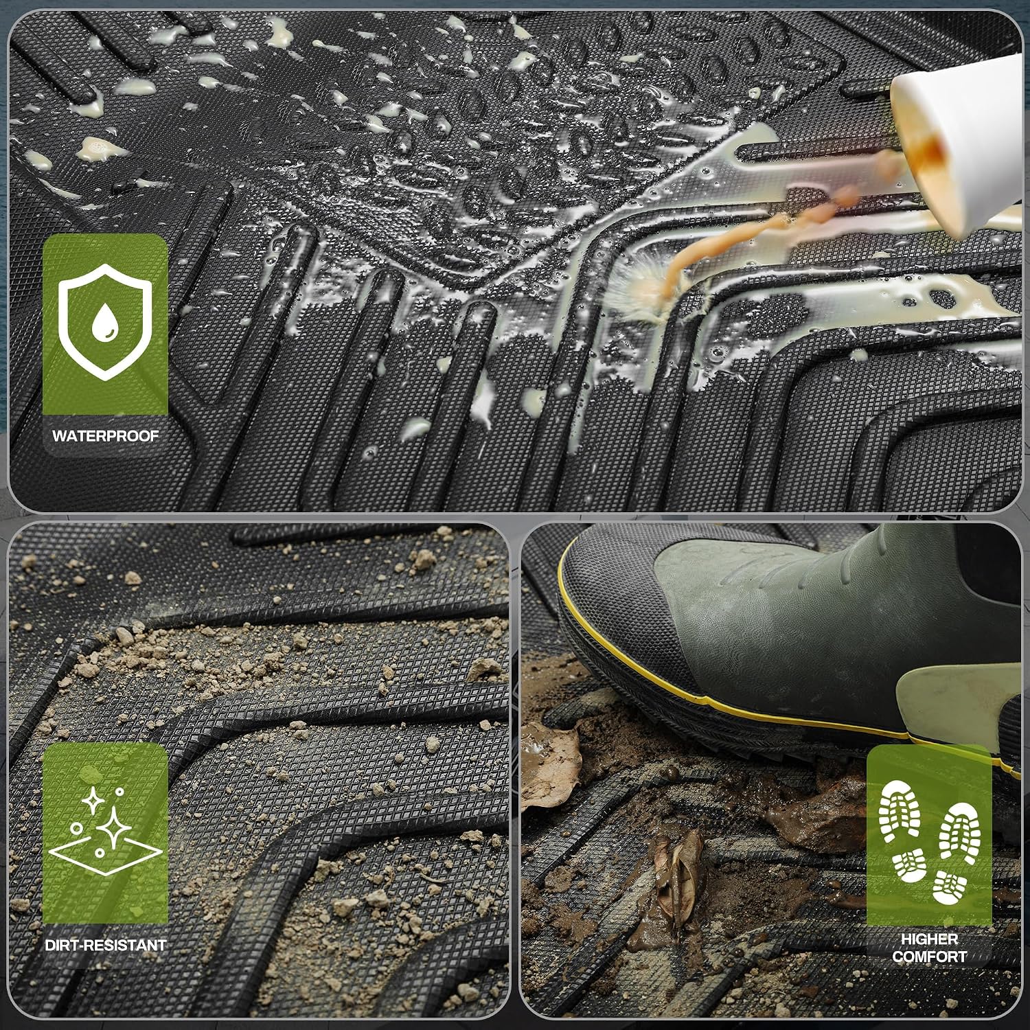 Floor Mats & Cargo Liner Fit for 2022-2026 Jeep Grand Cherokee (Include 4XE NOT for L or WK), Custom Fit TPE All Weather Floor Liners Cargo Mat, 1st 2nd Rows Mats Trunk Liner Full Set Accessories