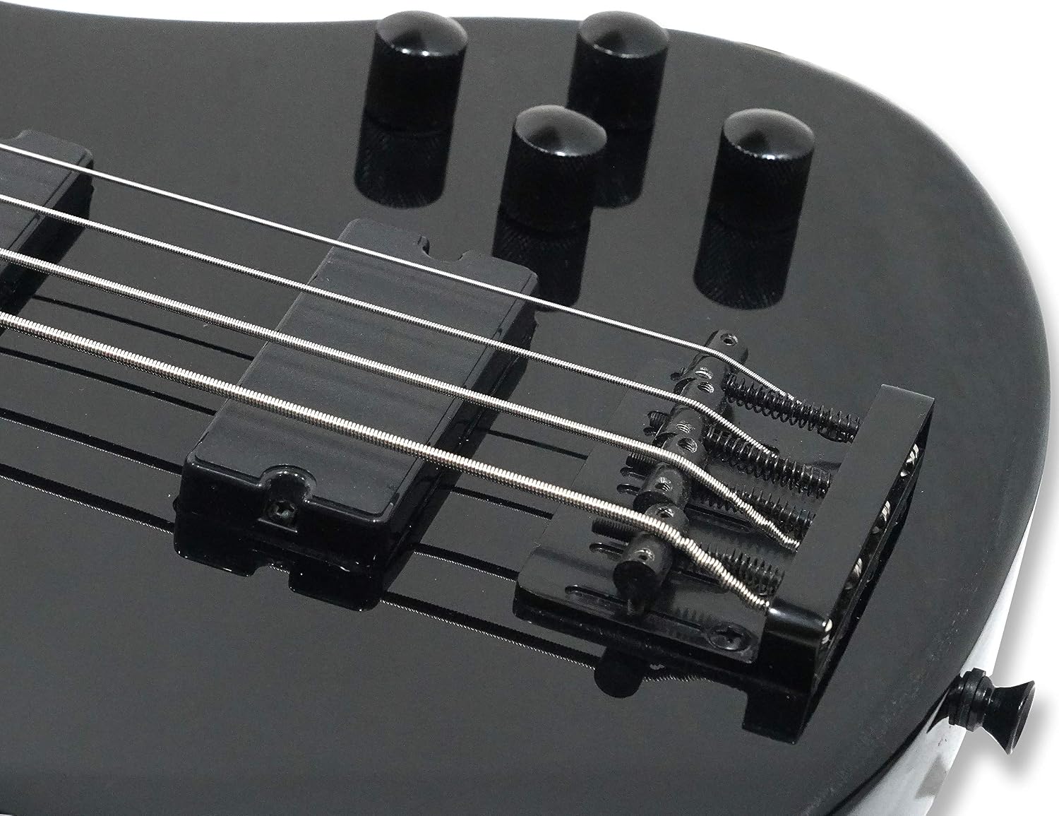 Tario Left-handed 4 String Black Electric Bass, Bolt-on Maple Neck, Poplar Body