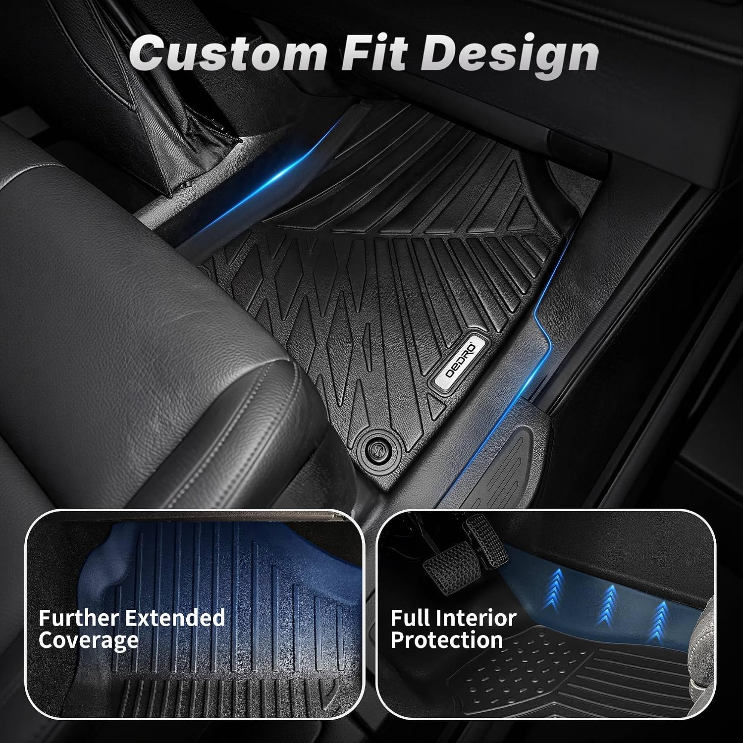 OEDRO Floor Mats Set Fit for 2017-2022 Honda CR-V (NOT for Hybrid), TPE All-Weather Custom Fit for Front, Rear & Cargo Mat in Upper(Highest) Position, Honda CRV Mats Accessories, Black