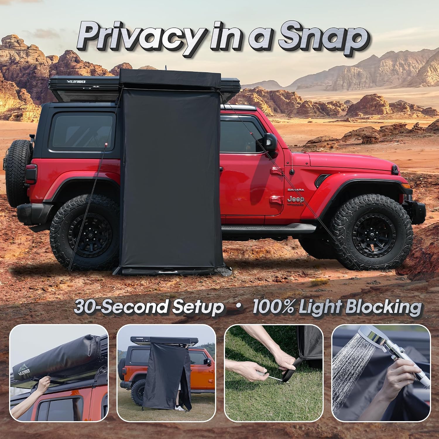 WildFinder Rooftop Tent Hard Shell Roof Top Tent Hardshell Suitable for Jeep SUV Truck Van,Camping Car Roof for 2-3 Person
