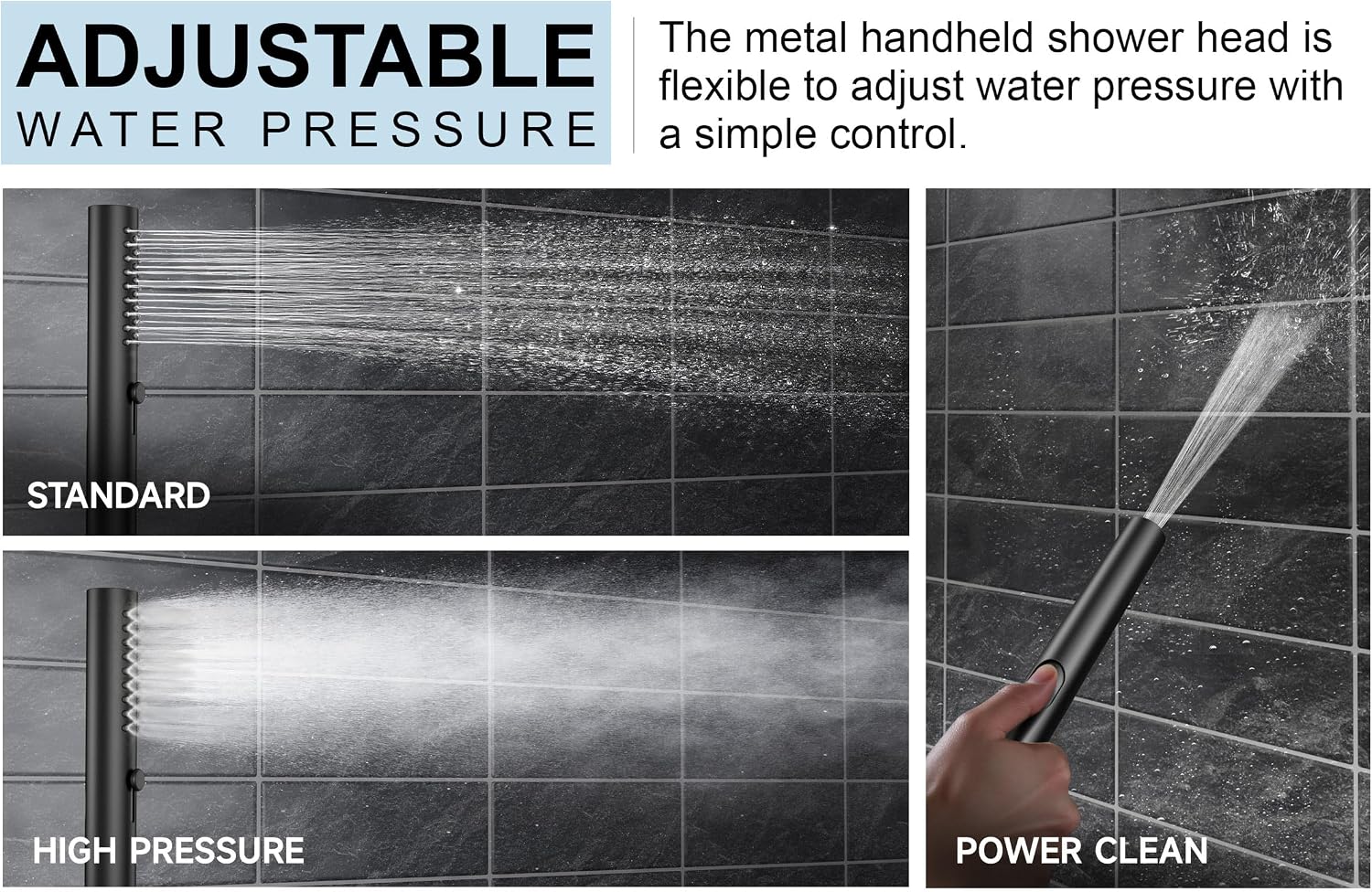 Lava Odoro Modern 2-Setting Round Rain Shower System with Handheld, Matte Black Rainfall Shower Faucet Set Rain Shower Head and Handle Set, Shower Valve Trim Kit, 10 Inch, Matte Black, SF104-MB