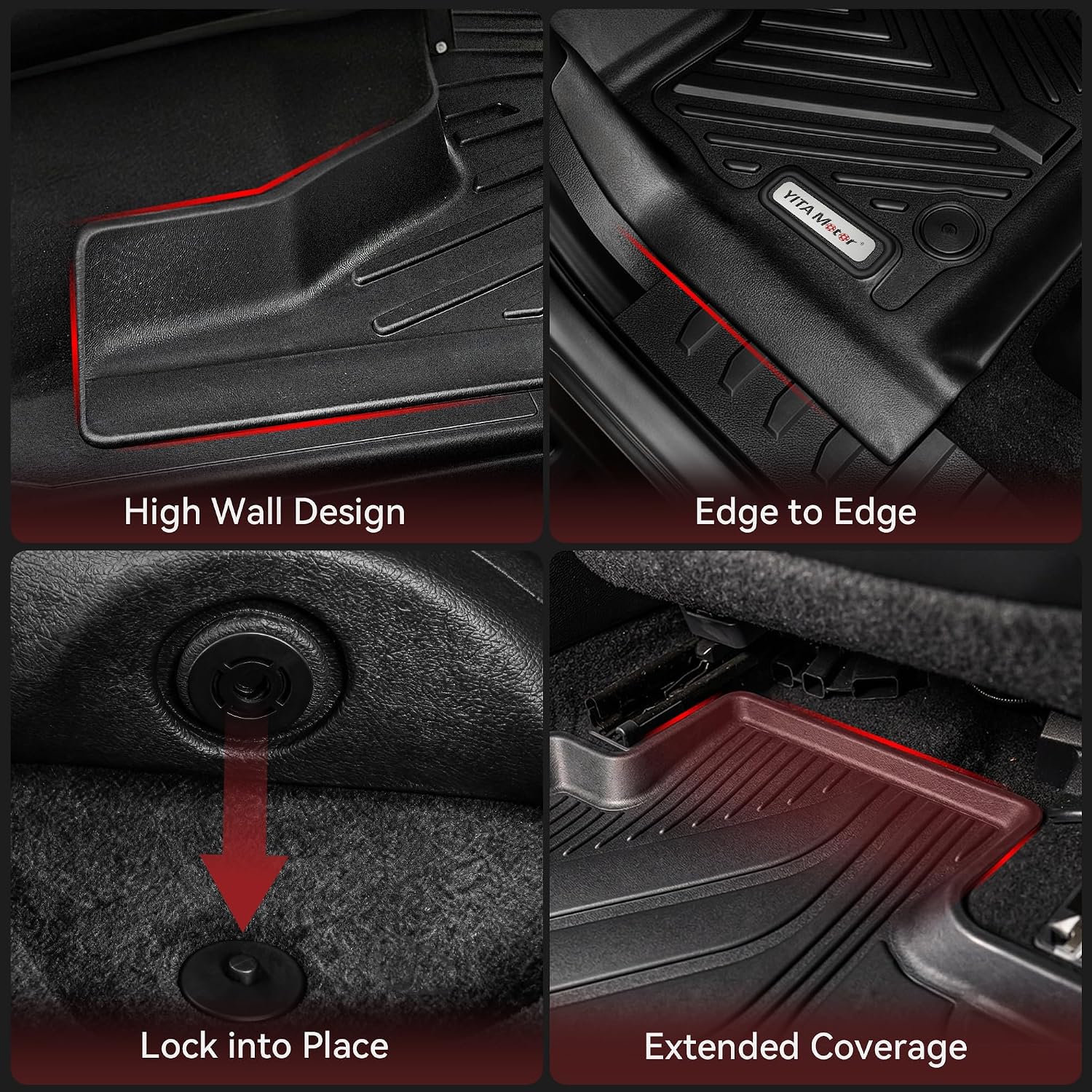 YITAMOTOR Floor Mats Fit for 2019-2024 BMW X3 G01 30i M40i X3M, TPE All Weather Custom Floor Liners, Waterproof Anti-Slip Car Mats, Only for car Without Spare tire (Not for X3 30e)