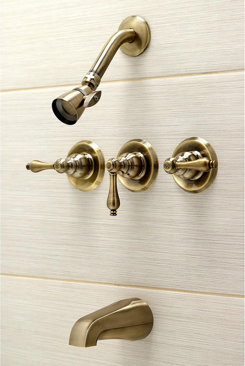 Kingston Brass KB233ALAB Magellan Tub and Shower Faucet, Antique Brass, 72 x 8 x 7.38