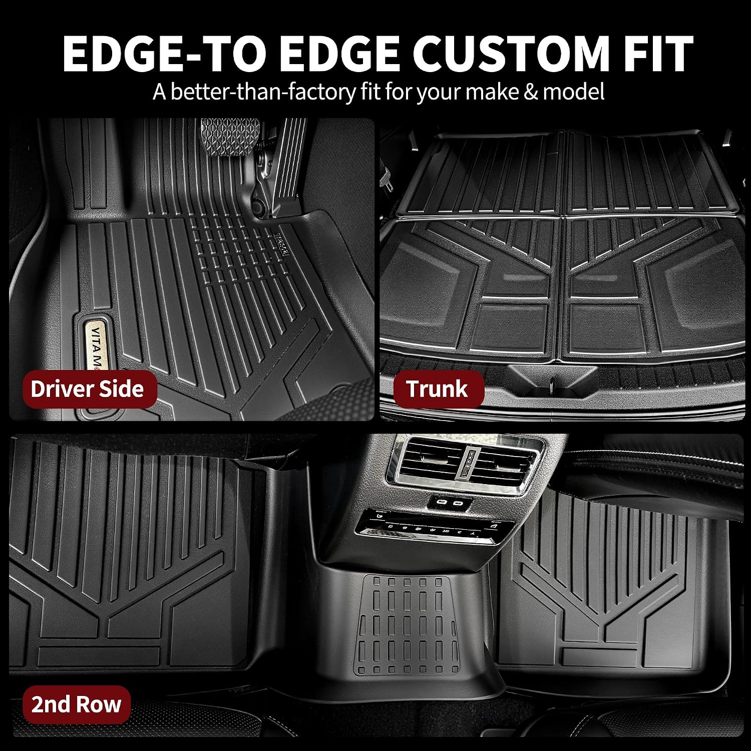 YITAMOTOR Floor Mats & Cargo Liner for Mazda CX-50 CX50 2023-2026 (Not for Hybrid, Not Fit for CX-5 CX5), All-Weather Protection TPE 1st, 2nd Row and Trunk Mats Full Set Accessories Black