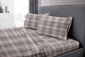 Dormisette Luxury German Flannel Sheets & Pillowcases Set, Warm Breathable Cotton Flannel Bedding with Deep Pockets, Brushed for Extra Softness, Oeko-Tex (Brown Plaid, King)