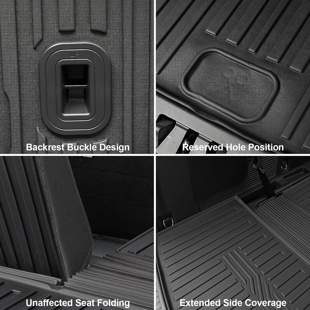 Floor Mats for Ford Explorer 2020-2026, All Weather Floor Mats Trunk Cargo Liner with Backrest Protectors Accessories, Full Coverage Set (Fit 6 Seats)
