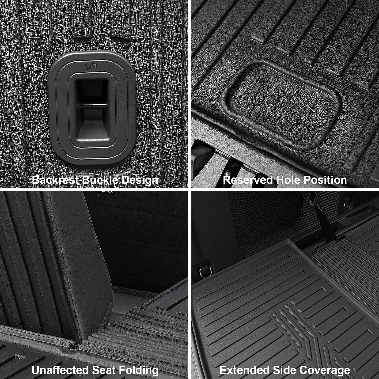 Floor Mats for Ford Explorer 2020-2026, All Weather Floor Mats Trunk Cargo Liner with Backrest Protectors Accessories, Full Coverage Set (Fit 6 Seats)