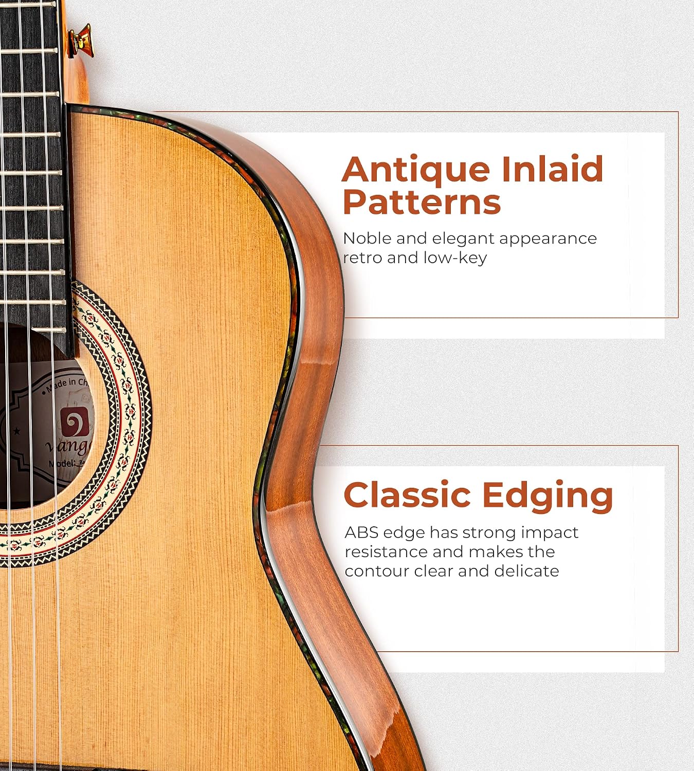 Classical Guitar Full Size 4/4 Spanish Style Classical Guitarra, 39 Inch Nylon Strings Guitar Ideal for Beginner Adults, Cedar Top, by Vangoa