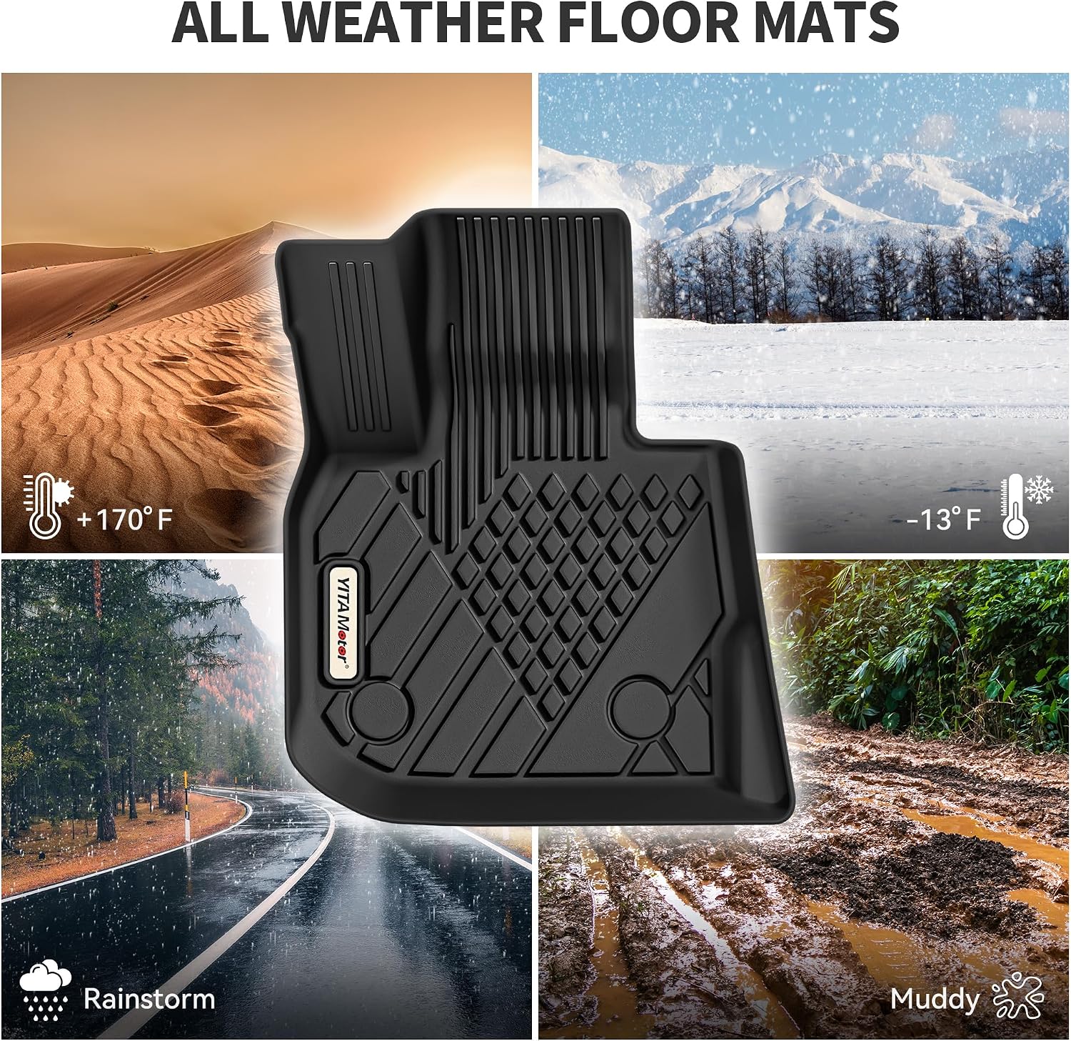 YITAMOTOR Floor Mats Fit for 2019-2024 BMW X3 G01 30i M40i X3M, TPE All Weather Custom Floor Liners, Waterproof Anti-Slip Car Mats, Only for car Without Spare tire (Not for X3 30e)