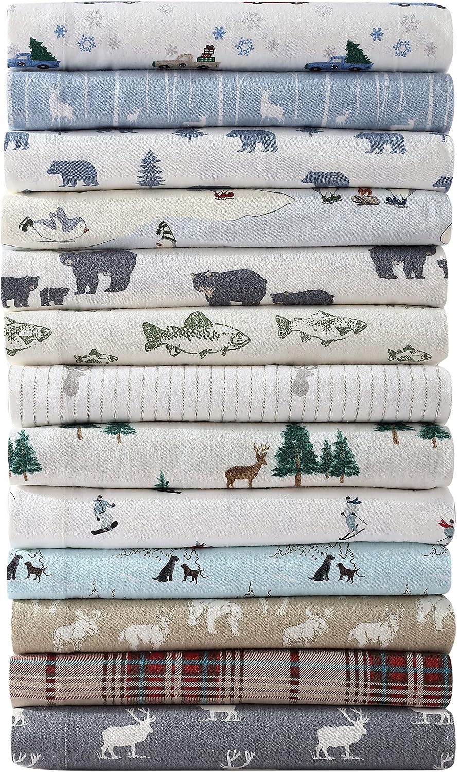 Eddie Bauer - Twin Sheets, Cotton Flannel Bedding Set, Brushed for Extra Softness, Cozy Home Decor (Buckhead Ridge, Twin)