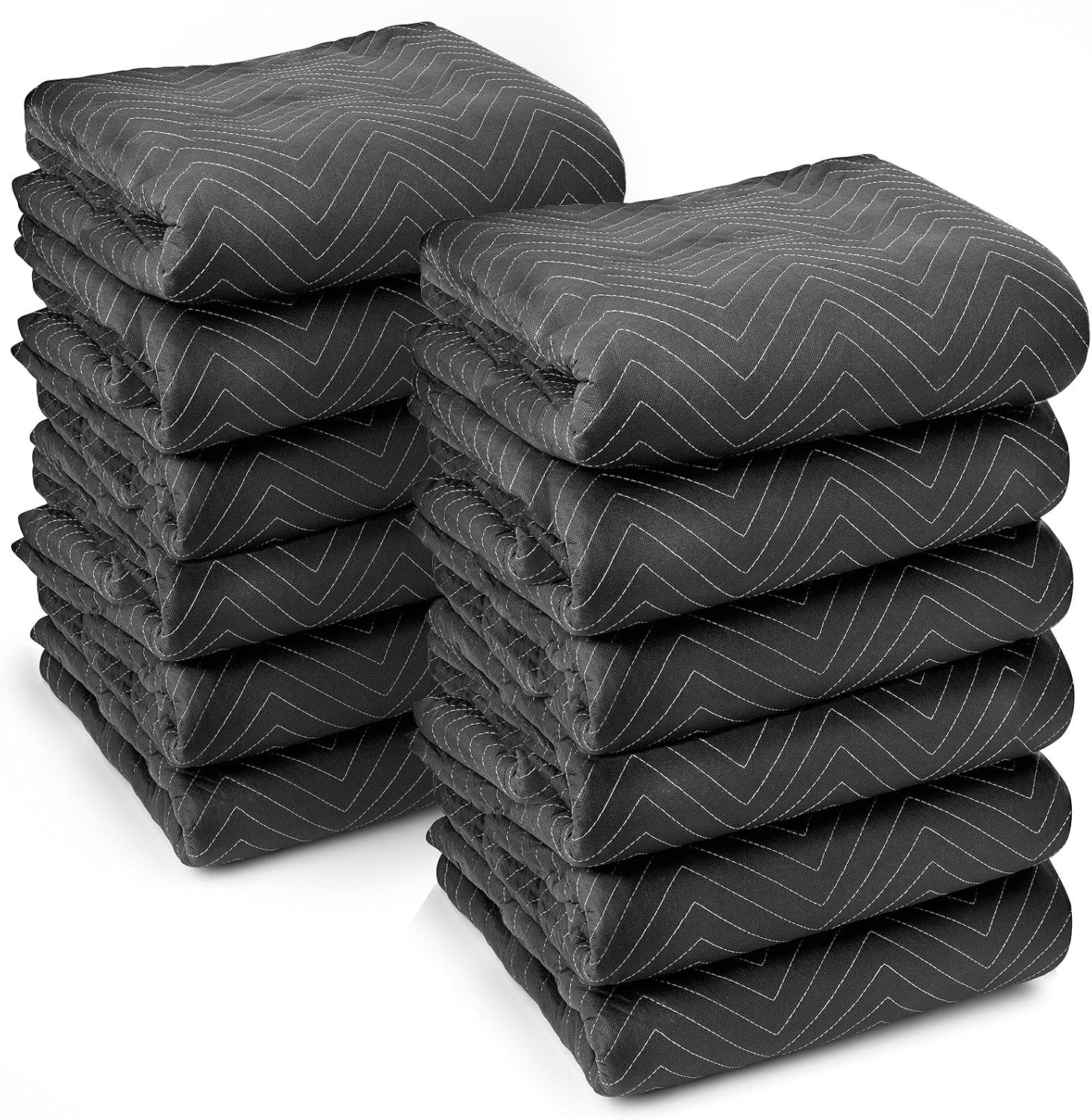 Sure-Max 12 Heavy-Duty Moving & Packing Blankets - Ultra Thick Pro - 80' x 72' (65 lb/dz weight) - Professional Quilted Shipping Furniture Pads Black