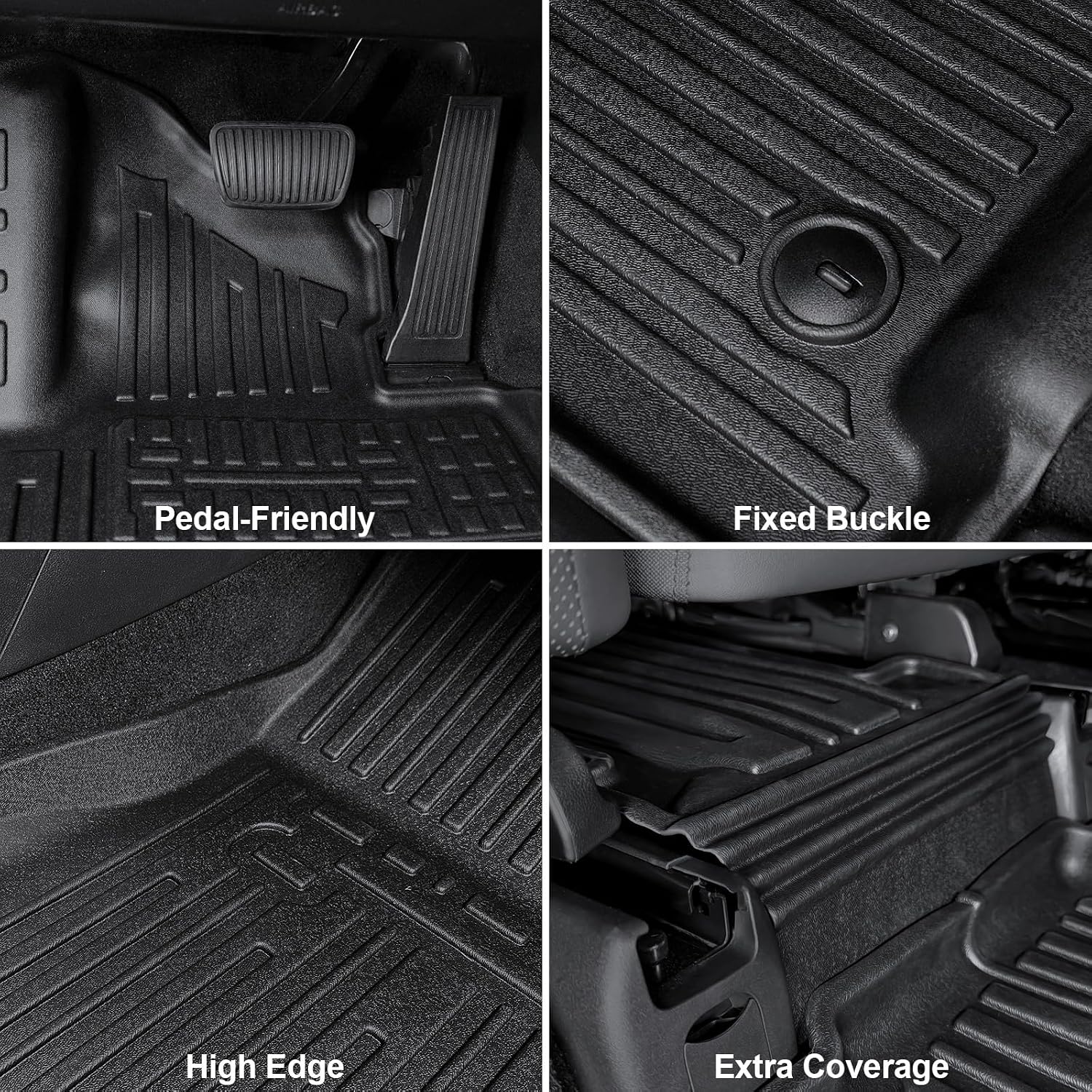 Floor Mats for Hyundai Santa Fe 2024-2026, All Weather Floor Mats Trunk Cargo Liner with Backrest Protectors Accessories, Full Coverage Set (Fit 6/7 Seats)
