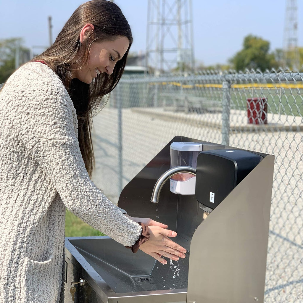Pro Series Portable Handwashing Sink – All Stainless Steel, Indoor Outdoor, 5 Gallon (19L) Water Tanks, Wheels, Soap and Towel Dispensers, Gooseneck Faucet