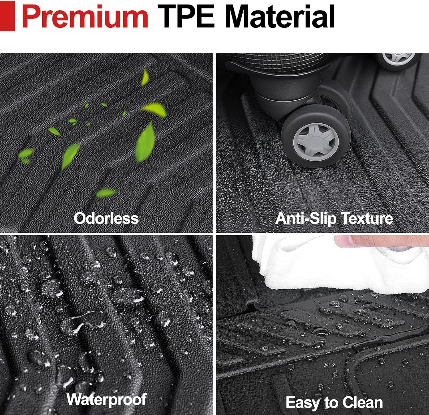 Floor Mats for 2016-2022 Honda Pilot 8 Passengers (No Elite Models), Cargo Mat with Backrest Mat All Weather Protection TPE Car Liner for Honda Pilot Door Sill Guards Accessories