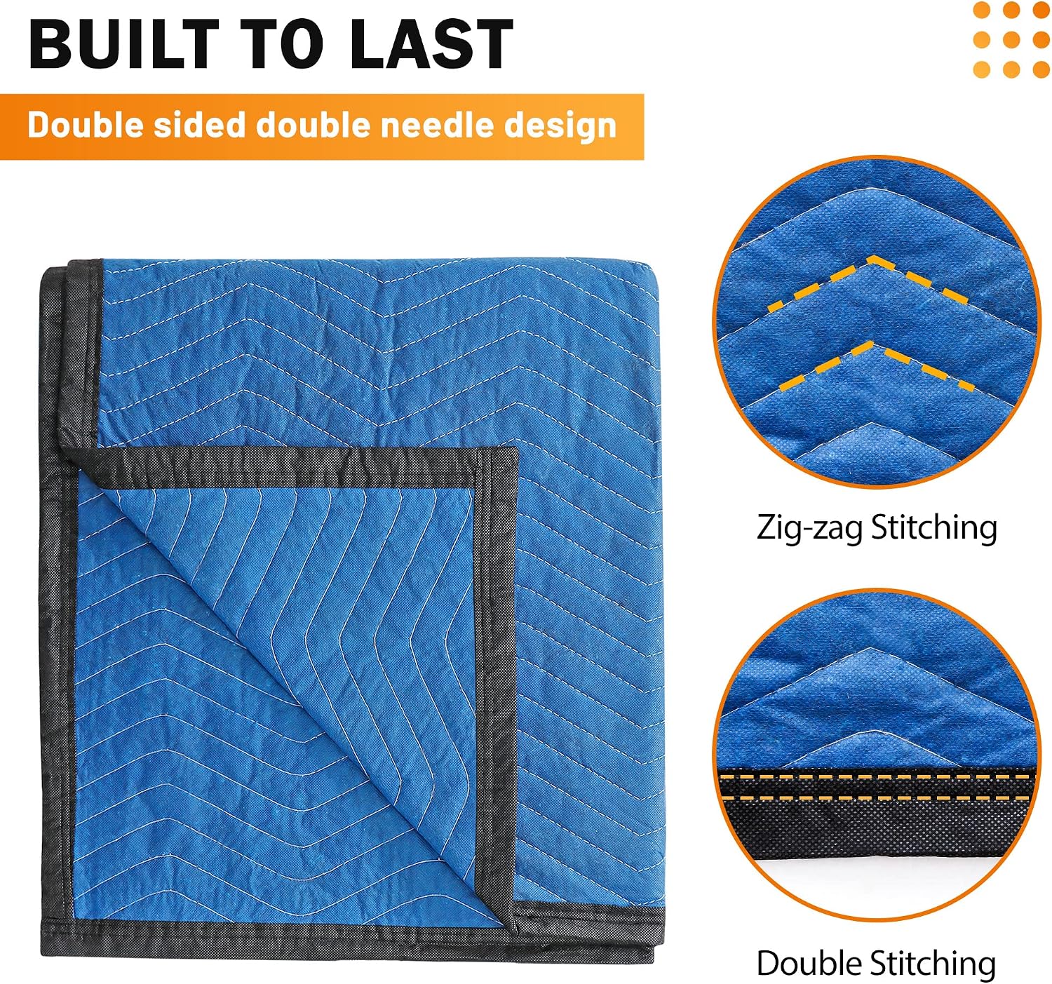12 Moving Packing Blankets 80 x 72 Inches (35 lb/dz) Heavy Duty Moving Pads for Protecting Furniture Professional Quilted Shipping Furniture Pads (Blue 24PCS)