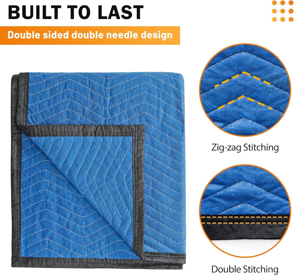 12 Moving Packing Blankets 80 x 72 Inches (35 lb/dz) Heavy Duty Moving Pads for Protecting Furniture Professional Quilted Shipping Furniture Pads （Blue 48PCS）