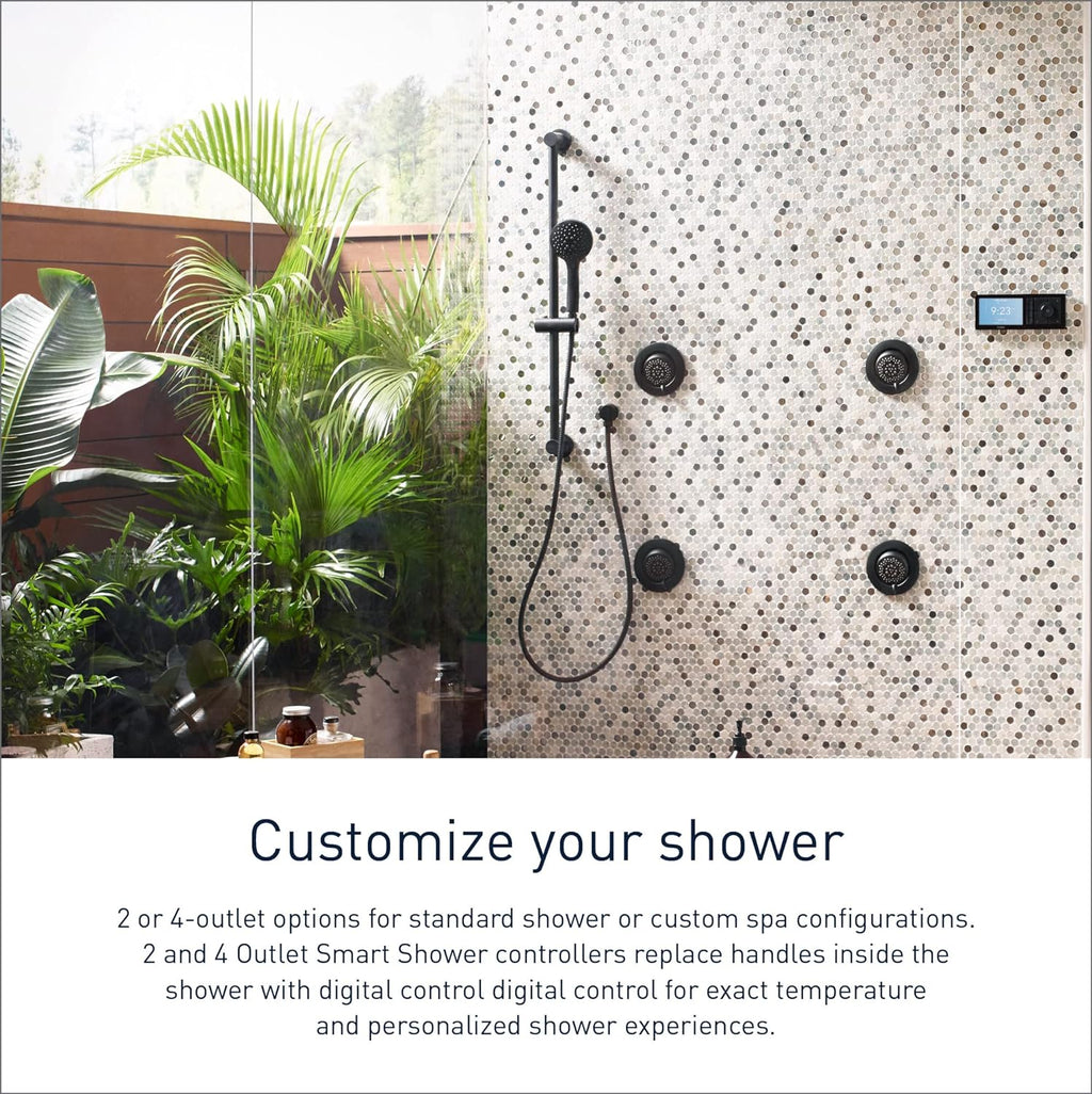Moen Matte Black Smart Shower 2-Outlet Digital Water System Controller for Thermostatic Shower Valve, TS3302BL