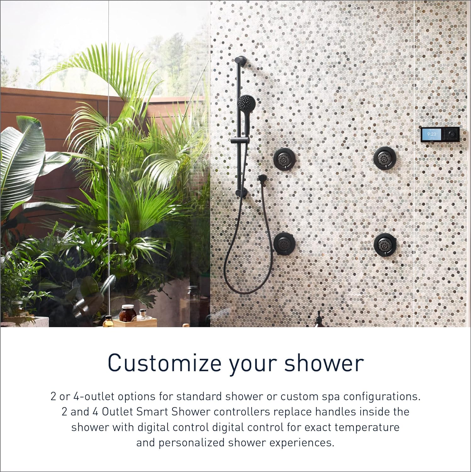 Moen Matte Black Smart Shower 2-Outlet Digital Water System Controller for Thermostatic Shower Valve, TS3302BL