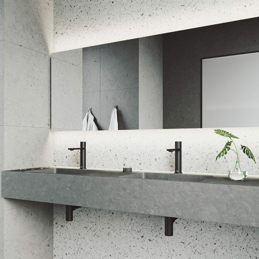 VIGO Halsey Single-Handle Single-Hole Mount Bathroom Sink Faucet, 8-Inch, Matte Black, Modern Design, Solid Brass, 1.2 GPM WaterSense & Ceramic Disc Valve, Corrosion-Resistant
