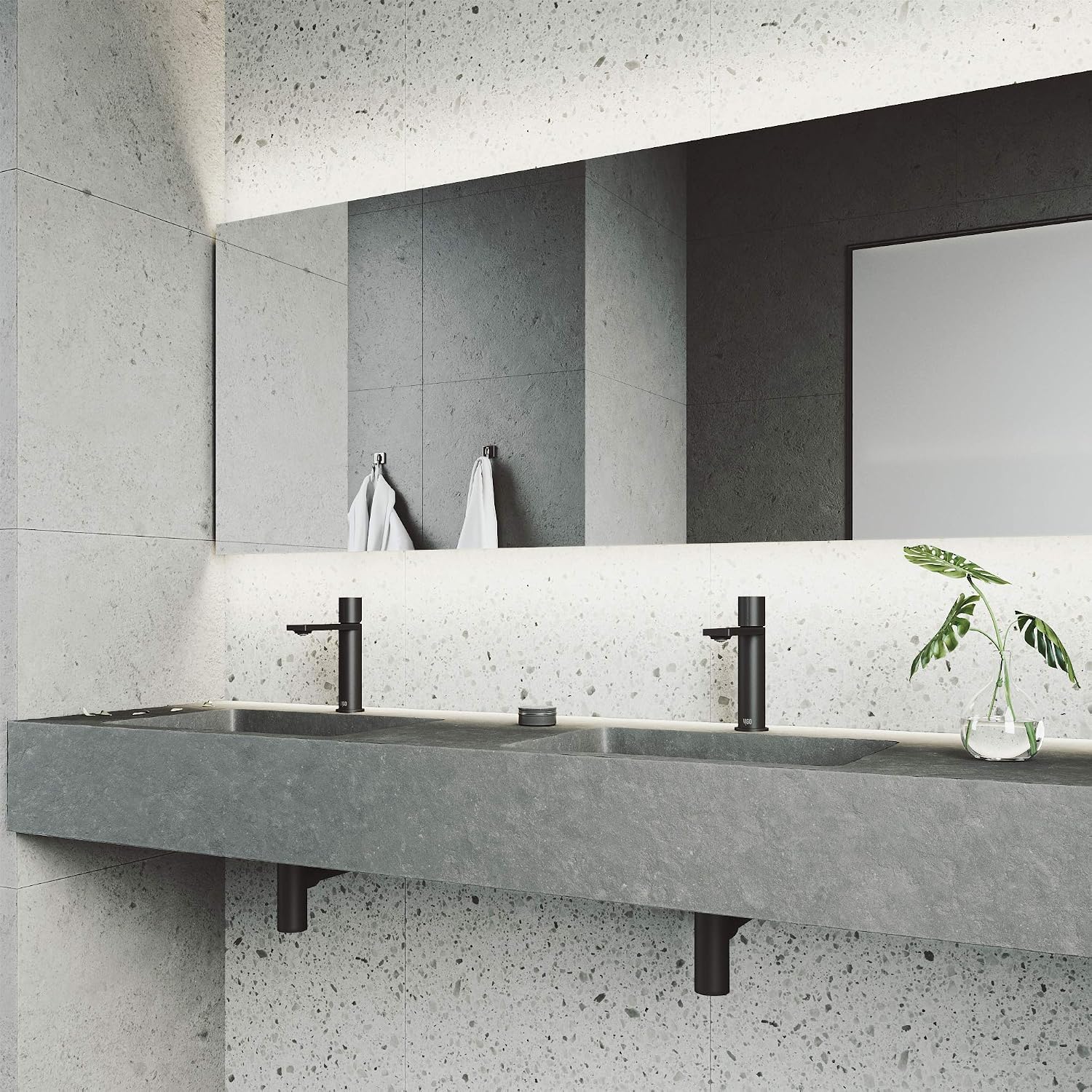 VIGO Halsey Single-Handle Single-Hole Mount Bathroom Sink Faucet, 8-Inch, Matte Black, Modern Design, Solid Brass, 1.2 GPM WaterSense & Ceramic Disc Valve, Corrosion-Resistant