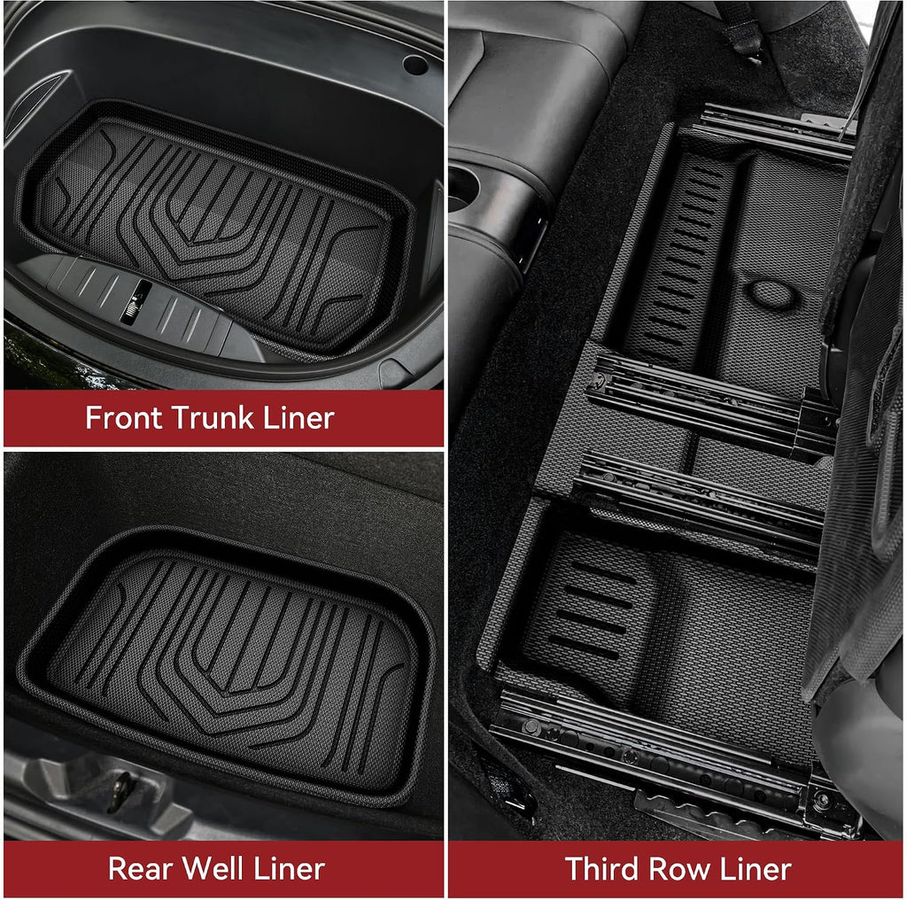 YITAMOTOR Tesla Model 3 Floor Mats Full Set Custom Fit 2020-2023 All-Weather Cargo Liners Rear Cargo Tray Trunk Floor Mat Interior Accessories, Black
