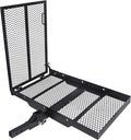 ECOTRIC 46.2 X 26.8 X 38.7 Inch Hitch Cargo Carrier W/Ramp Foldable 500 Lbs Trailer Hitch Mount Steel Wheelchair Carrier Mobility Scooter Ramp 2' Hitch Receiver for Snow Blower SUV Truck Van Car