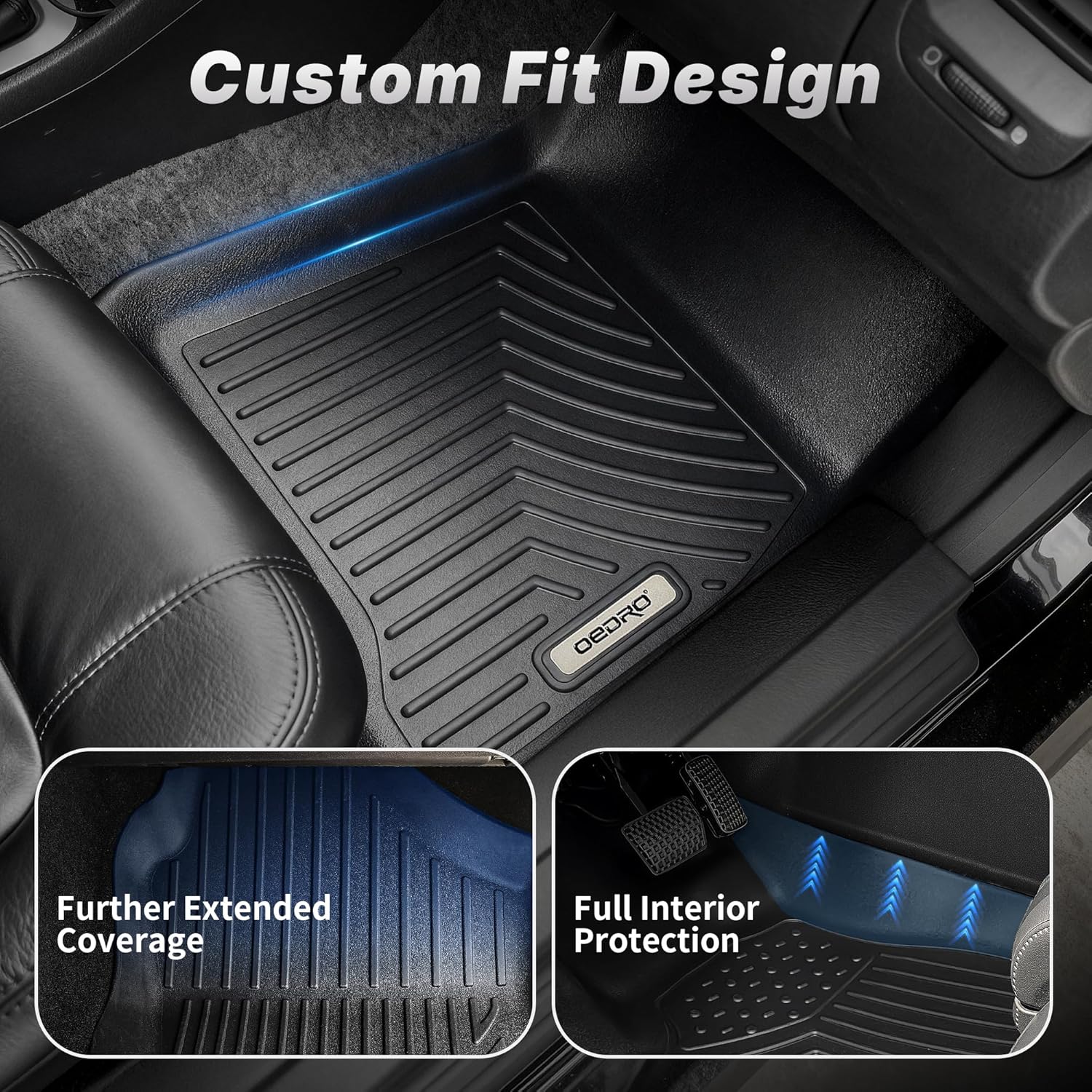 OEDRO Floor Mats & Cargo Liner Fit for Toyota 4Runner 2013-2024(Only 5 Seater, Not Fit 7 Seats), Custom Fit TPE All Weather Floor Liners for 4Runner Accessories, 1st & 2nd Row Car Mats Full Set, Black